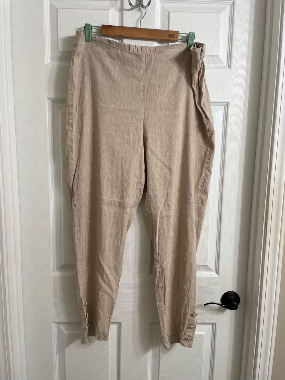 J. Jill Linen Stretch Beige Cropped Linen Blend Pants XL Tall